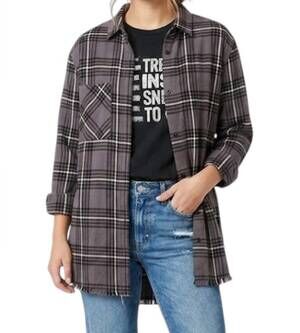 NEW ONE 24 RAGS plaid flannel shirt in gray/black